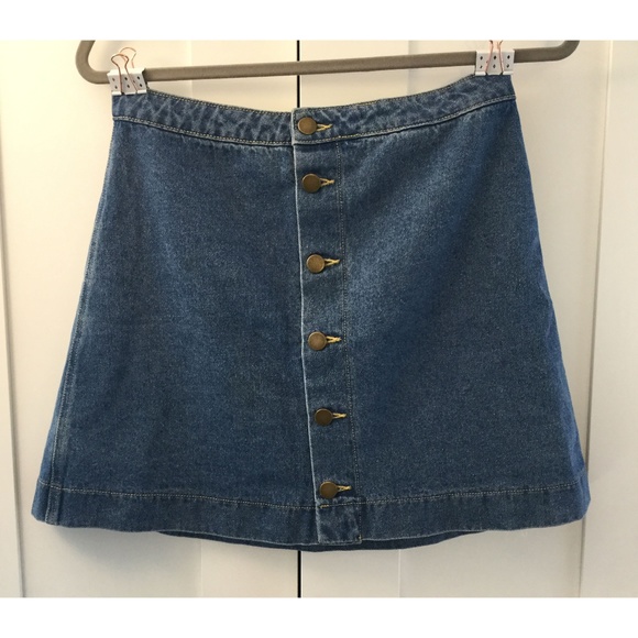 NEW American Apparel Button Denim A Line Skirt - Picture 2 of 4